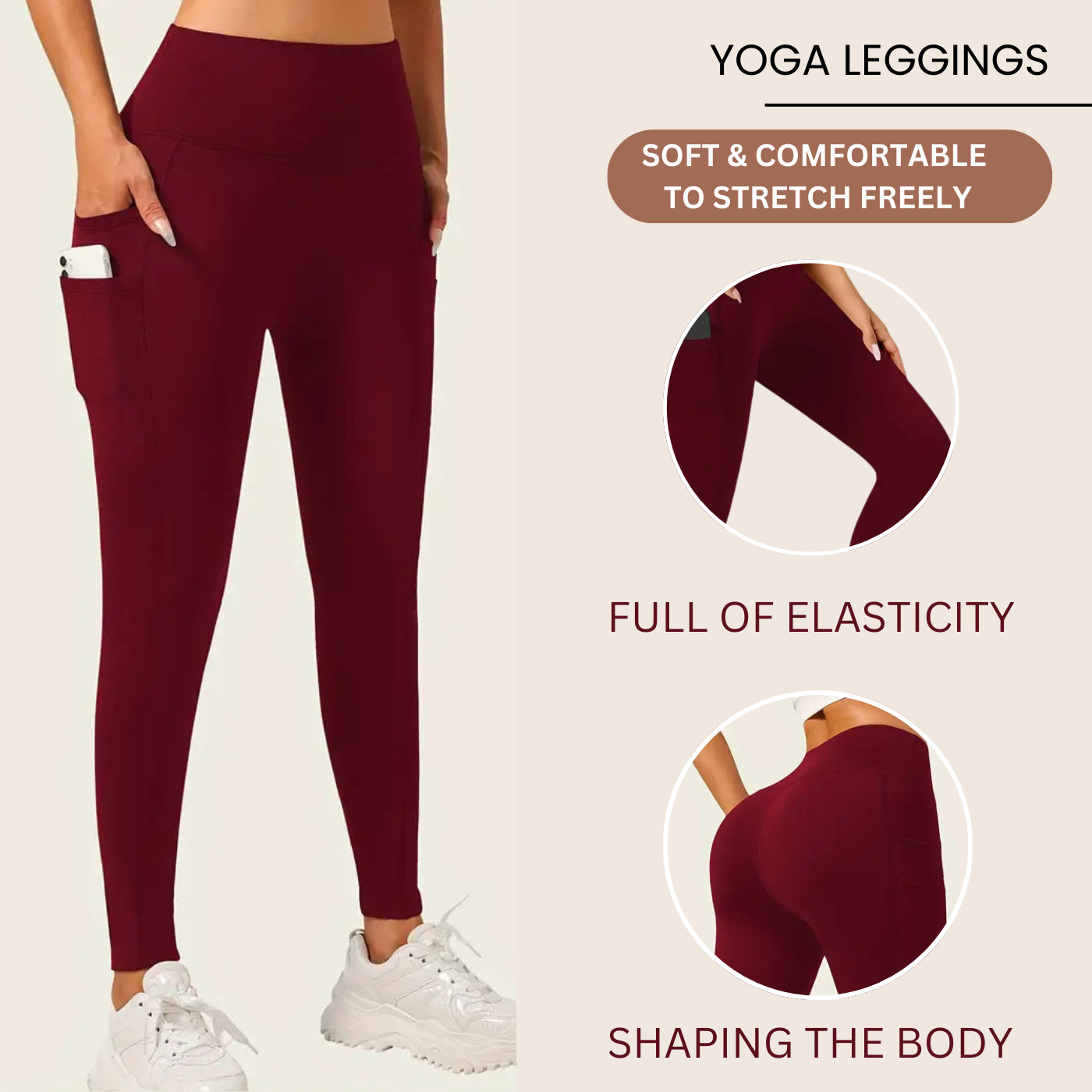 Women High Waist Gym Leggings Pocket Fitness Sports Running Ladies Yoga Pants UK