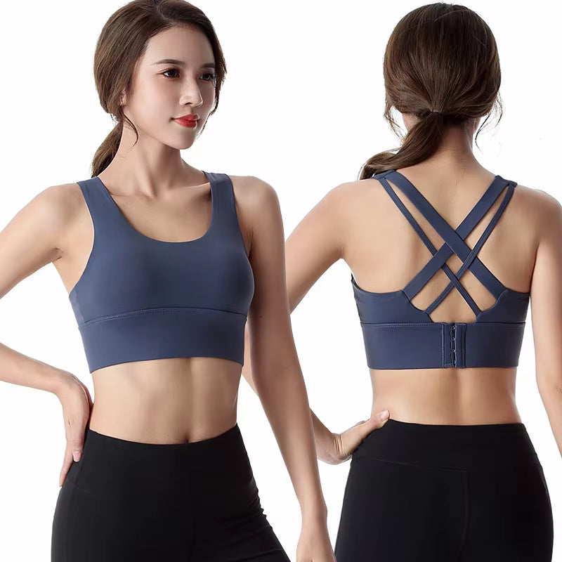 Women Sports Bra Push up Crop Top Female Fitness Gym Bra Hollow Breathable Top Running Yoga Bra Athletic Sportswear Big Size