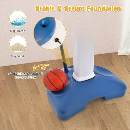 4-In-1 Kids Basketball Hoop Stand Ring Toss Sticky Ball Golf Play Set Adjustable