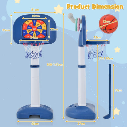 4-In-1 Kids Basketball Hoop Stand Ring Toss Sticky Ball Golf Play Set Adjustable