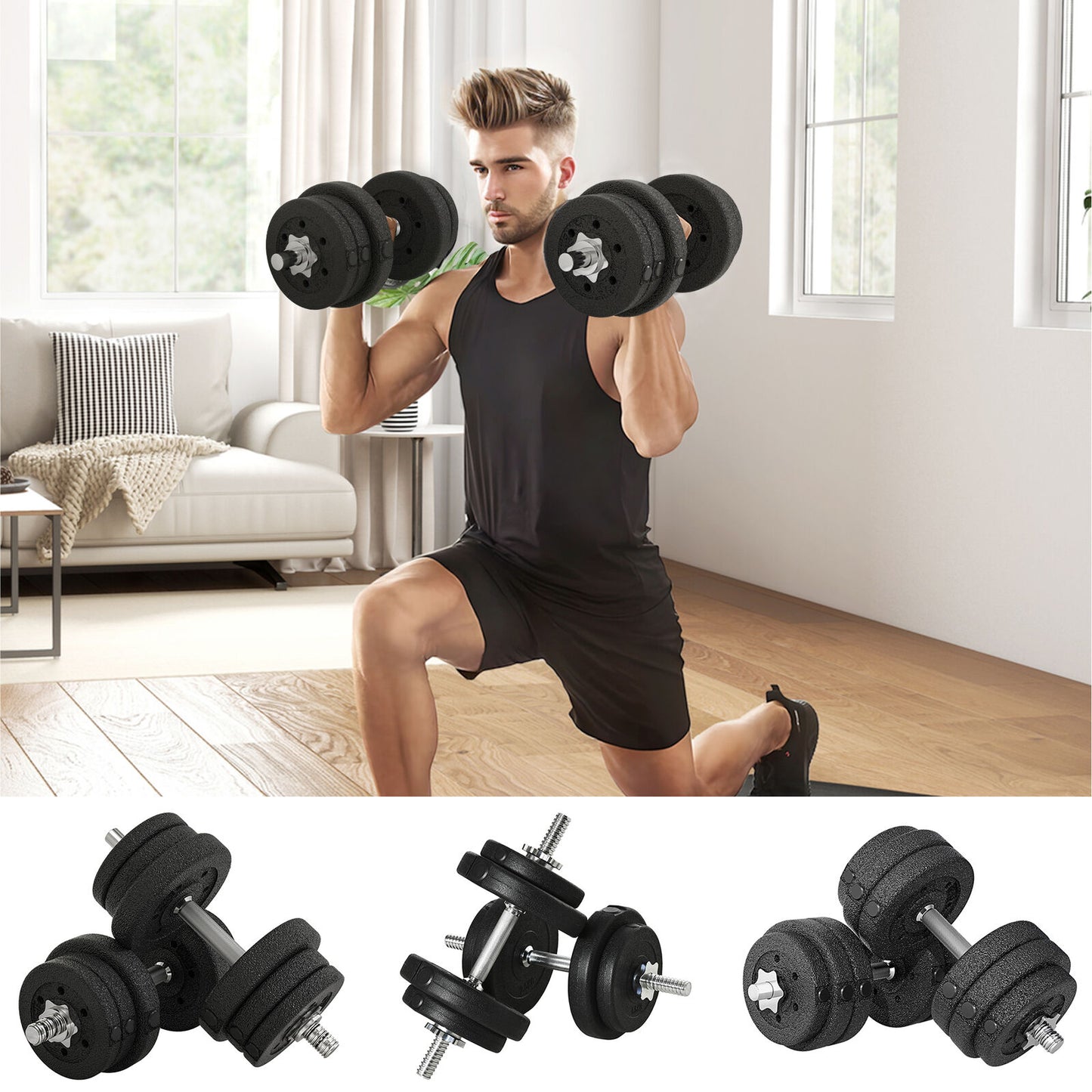 Adjustable Dumbbells Weight Set Hand Weight for Home Gym Body Fitness