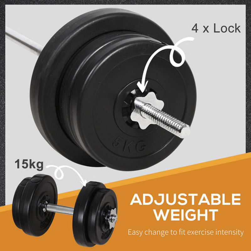 65Kg Adjustable Dumbbell and Barbell Weights Set for Home Gym