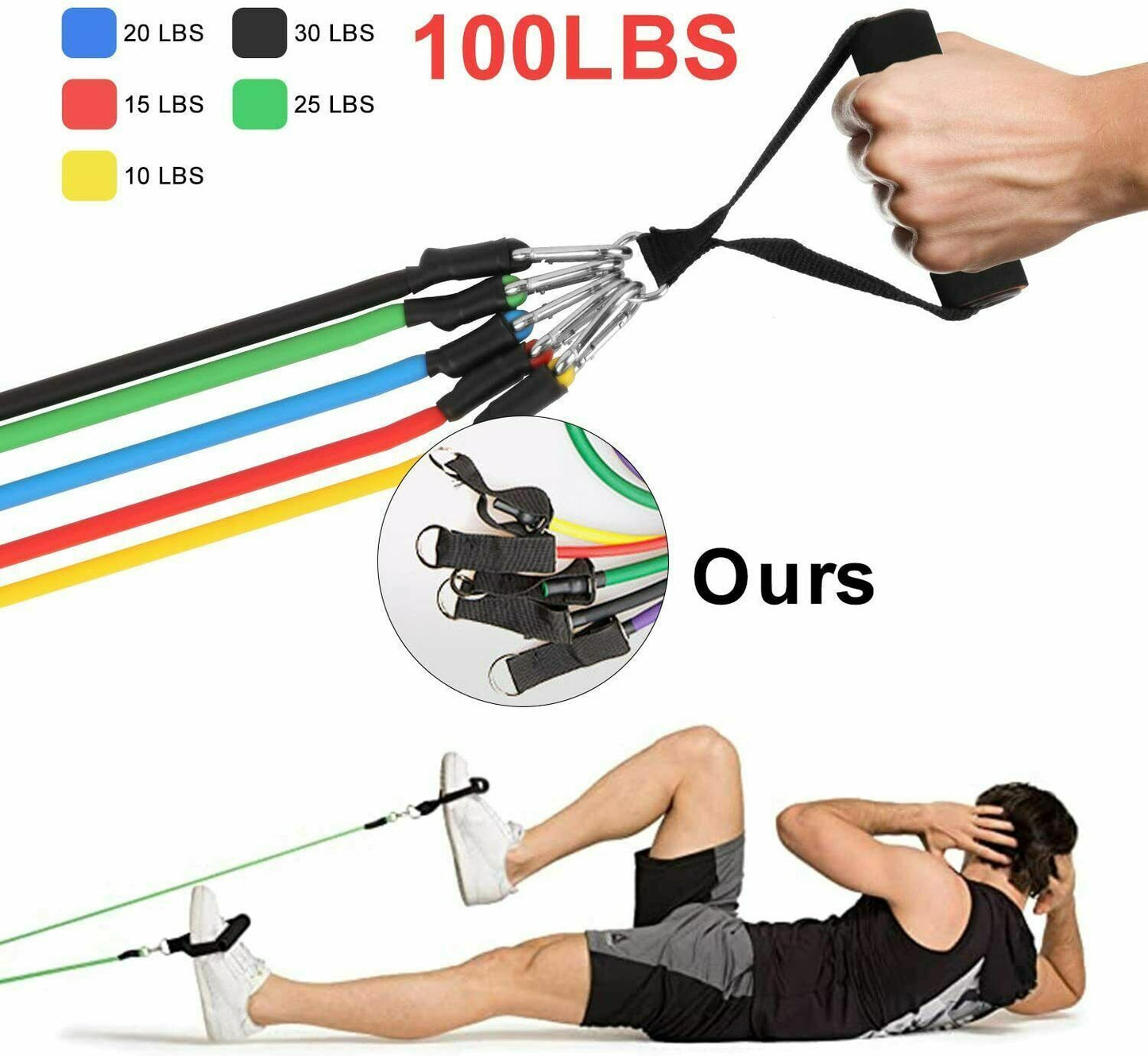 12Pieces Resistance Bands Set Pull Rope Home Gym Equipment Yoga Fitness Exercise