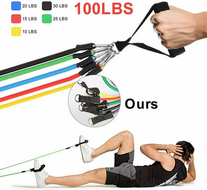 12Pieces Resistance Bands Set Pull Rope Home Gym Equipment Yoga Fitness Exercise