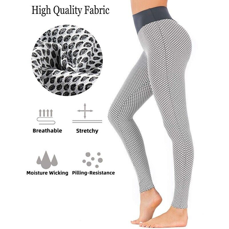 Women High Waist Gym Leggings Pocket Fitness Sports Running Ladies Yoga Pants UK