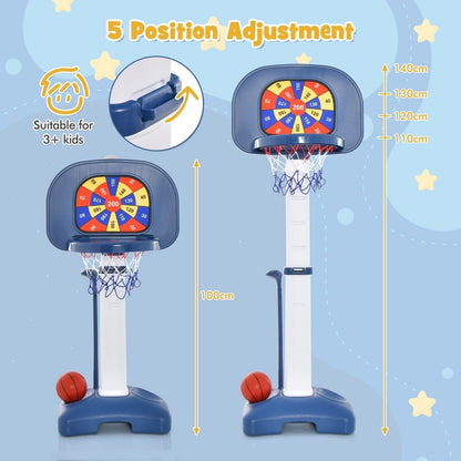 4-In-1 Kids Basketball Hoop Stand Ring Toss Sticky Ball Golf Play Set Adjustable