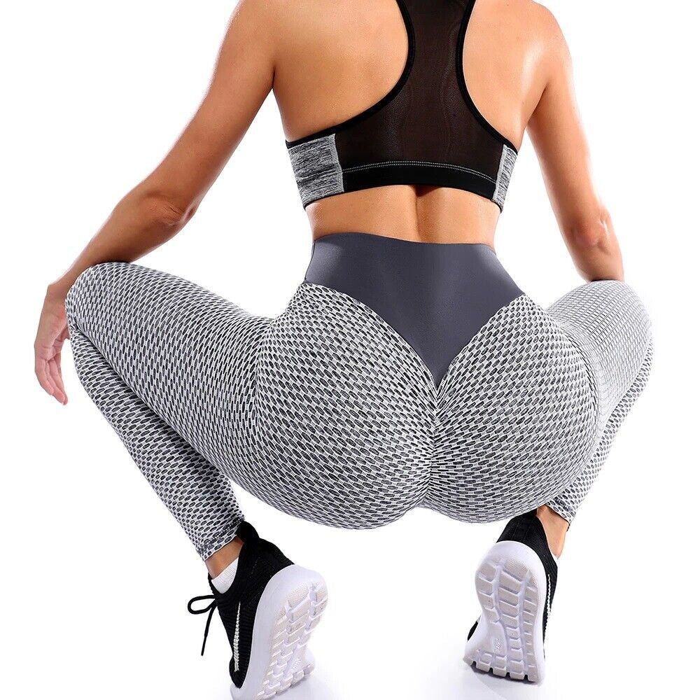 Women High Waist Gym Leggings Pocket Fitness Sports Running Ladies Yoga Pants UK