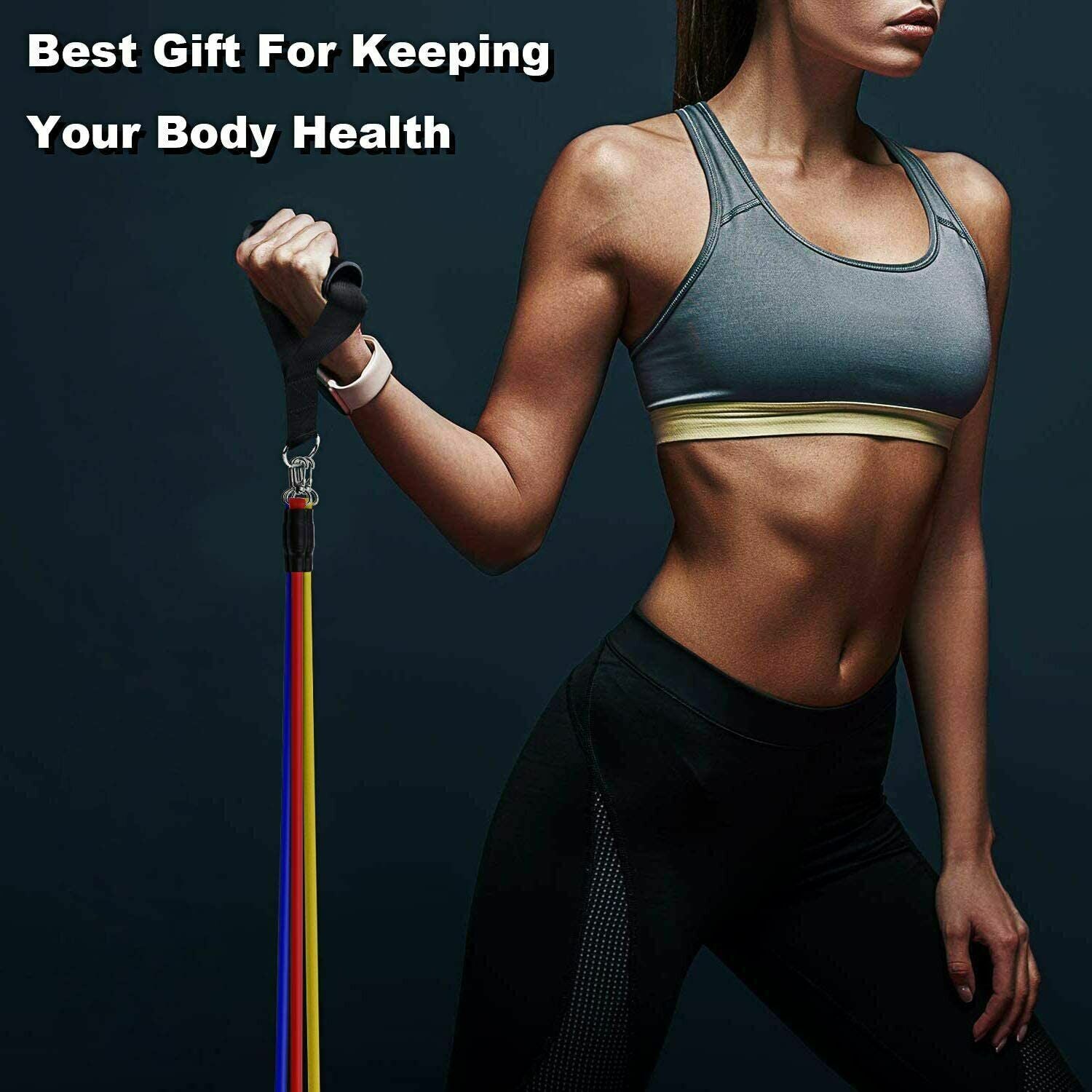 12Pieces Resistance Bands Set Pull Rope Home Gym Equipment Yoga Fitness Exercise