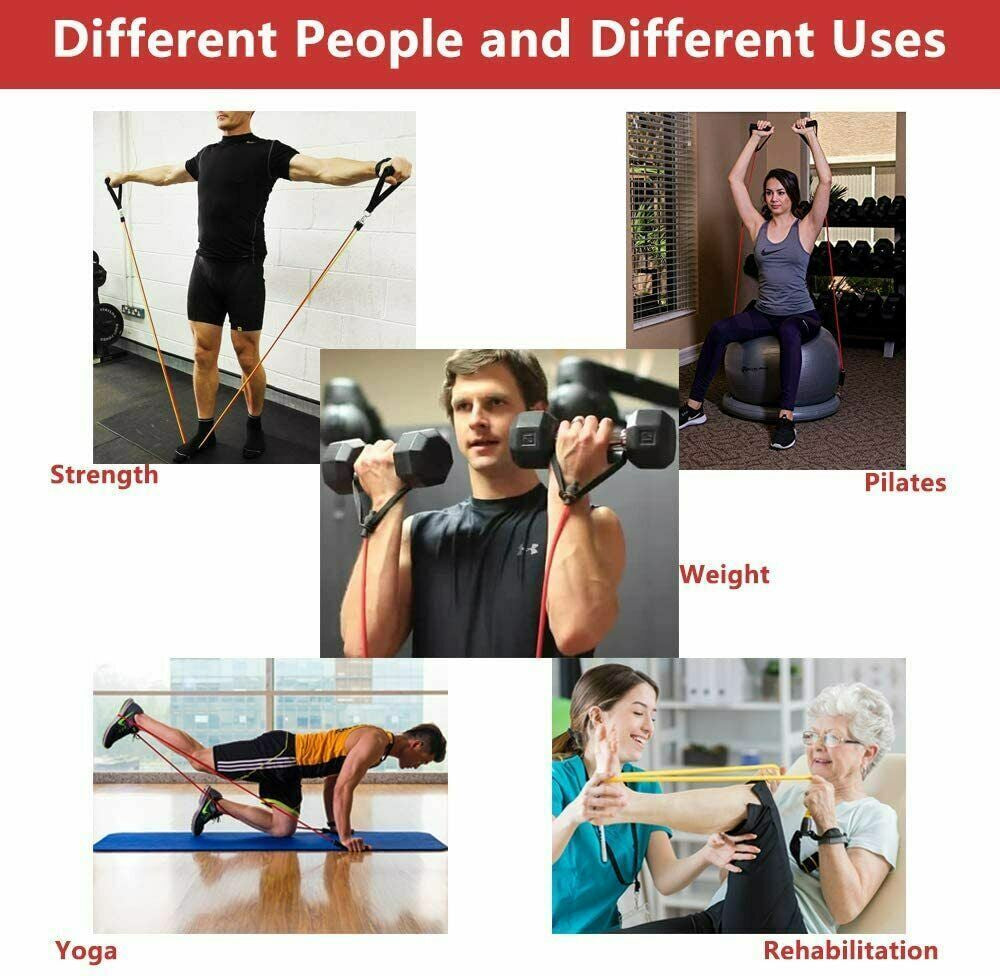 12Pieces Resistance Bands Set Pull Rope Home Gym Equipment Yoga Fitness Exercise