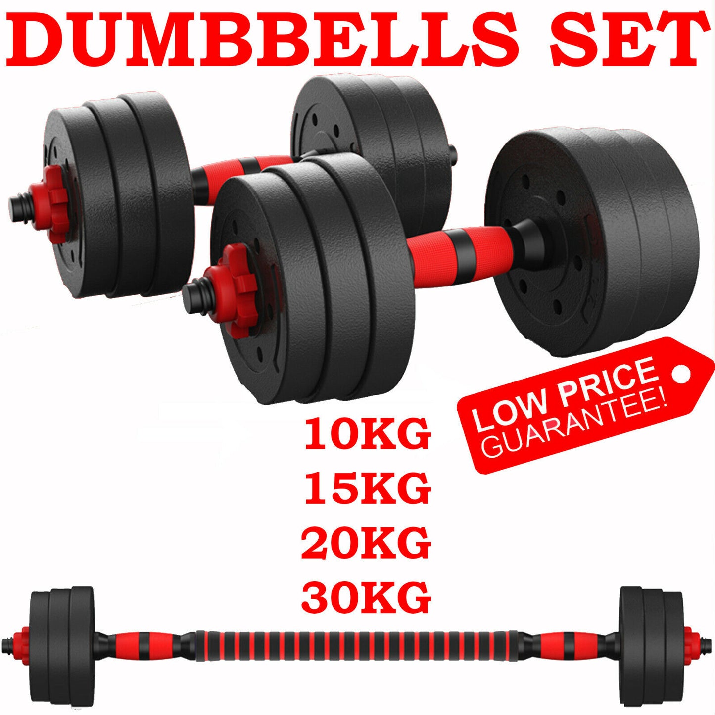 10KG/30KG DUMBELLS PAIR of GYM WEIGHTS BARBELL/DUMBBE