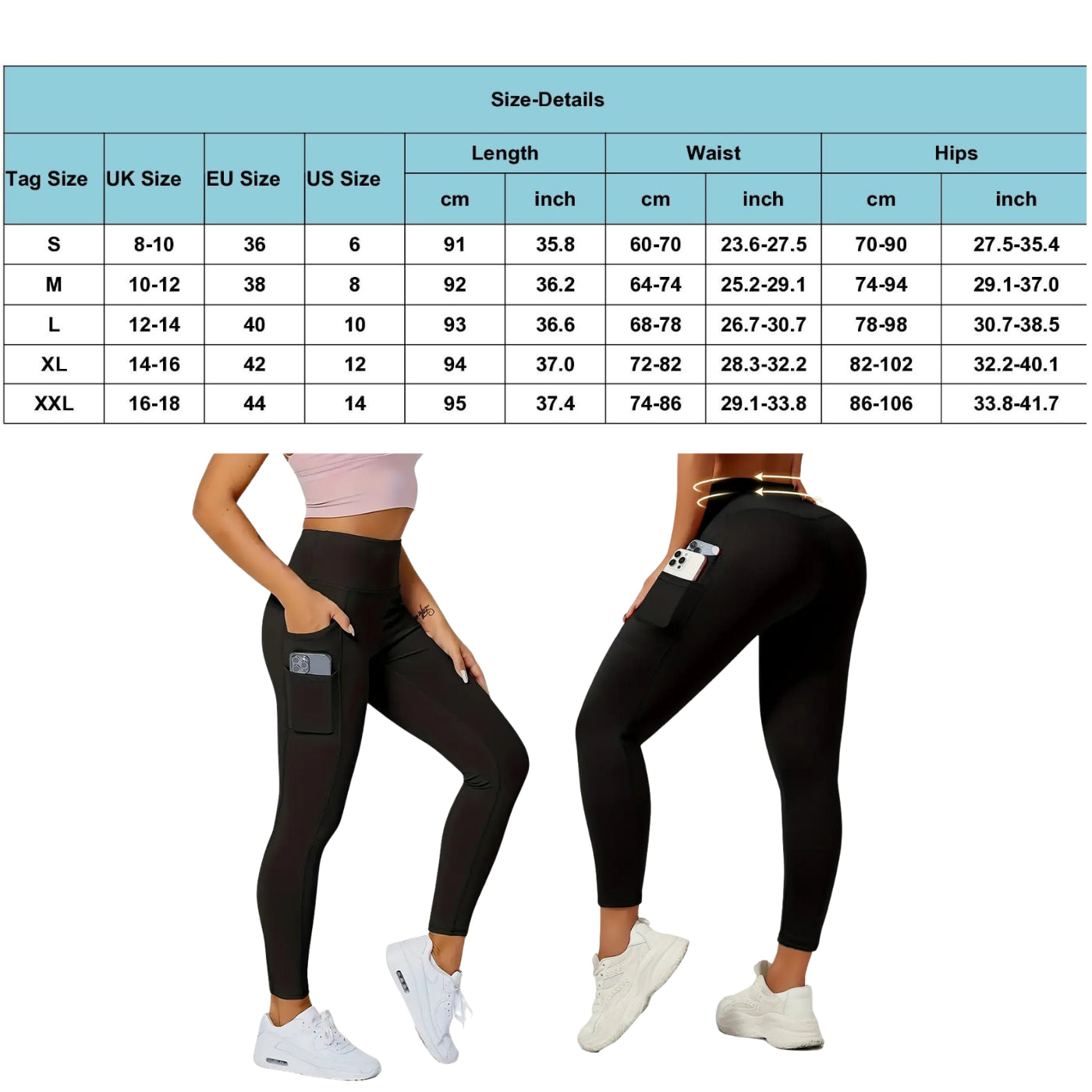 Women High Waist Gym Leggings Pocket Fitness Sports Running Ladies Yoga Pants UK