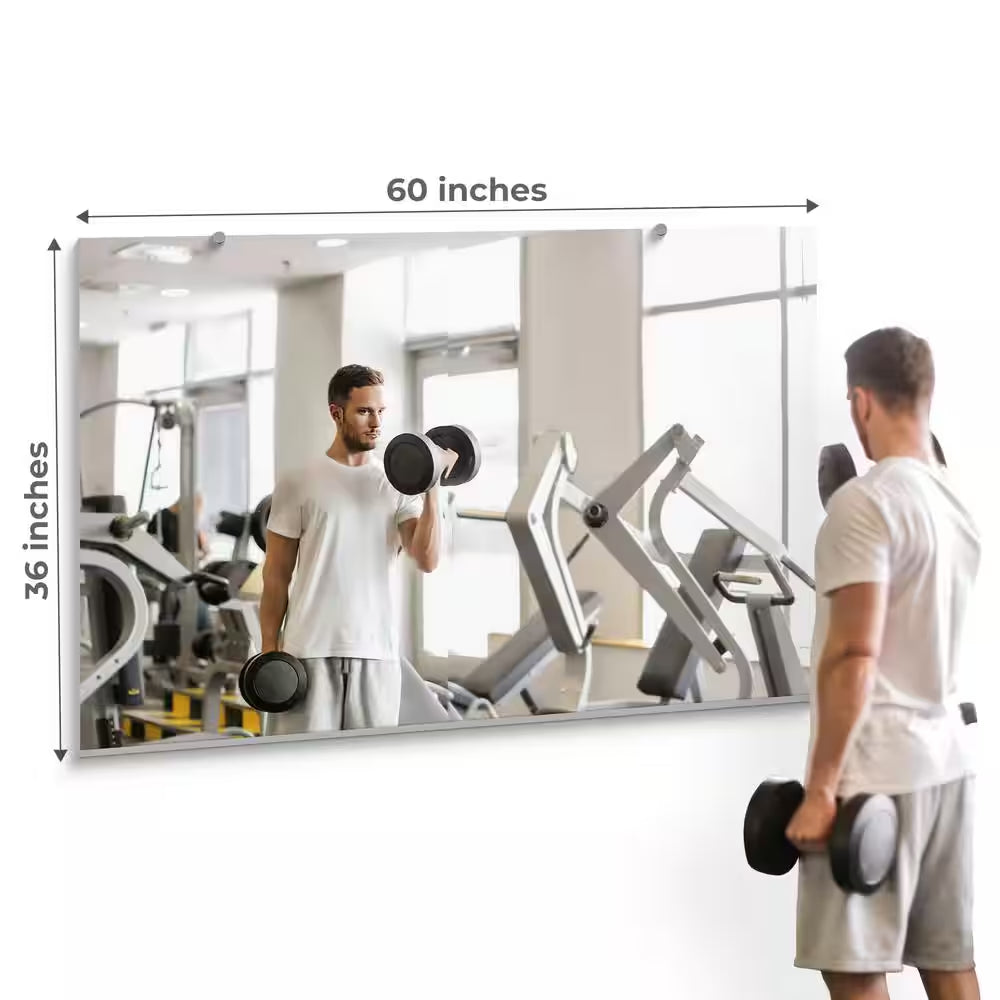 Gym Wall Mirror SD Annealed 1/4 In. Thick Safety-Backed, 36 In. W X 60 In. H